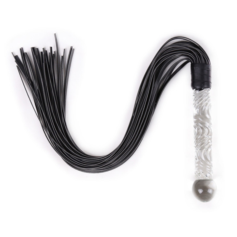 Riding Crop Dressage - 70cm cam kolu siyah deri püsküller