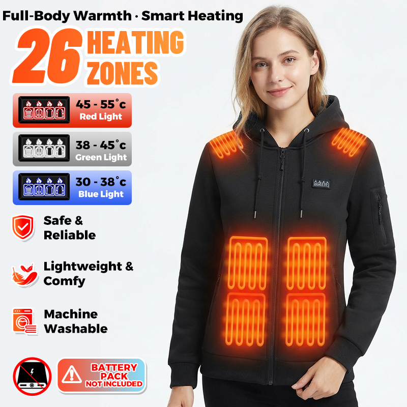 Outdoor Sport Hoodie - 26 Bölgede Isıtmalı Kapüşonlu Elektrikli Isıtmalı