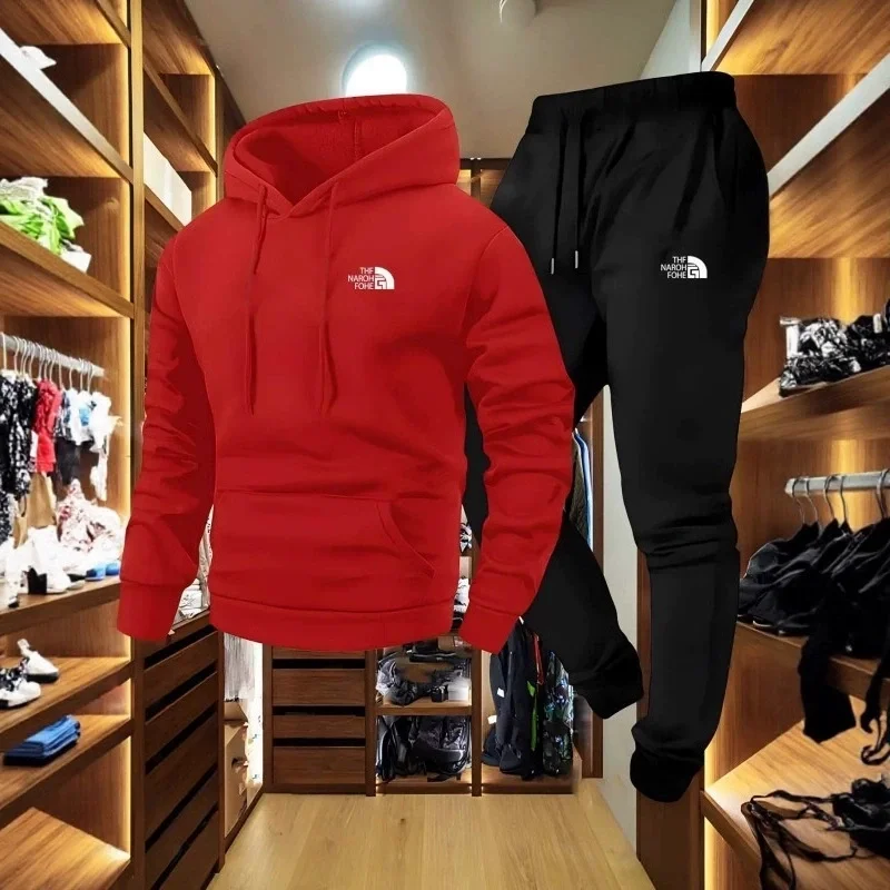 Outdoor Sport Hoodie - Erkek Sonbahar ve Kış Desenli Günlük