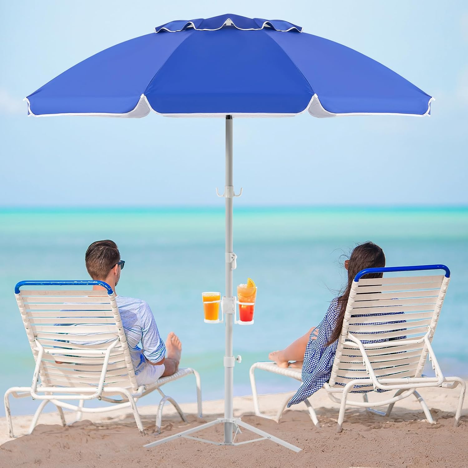 Outdoor Sports Umbrella - 6.5ft Taşınabilir Şemsiye, Ayaklı, Katlanabilir Güneşlik,