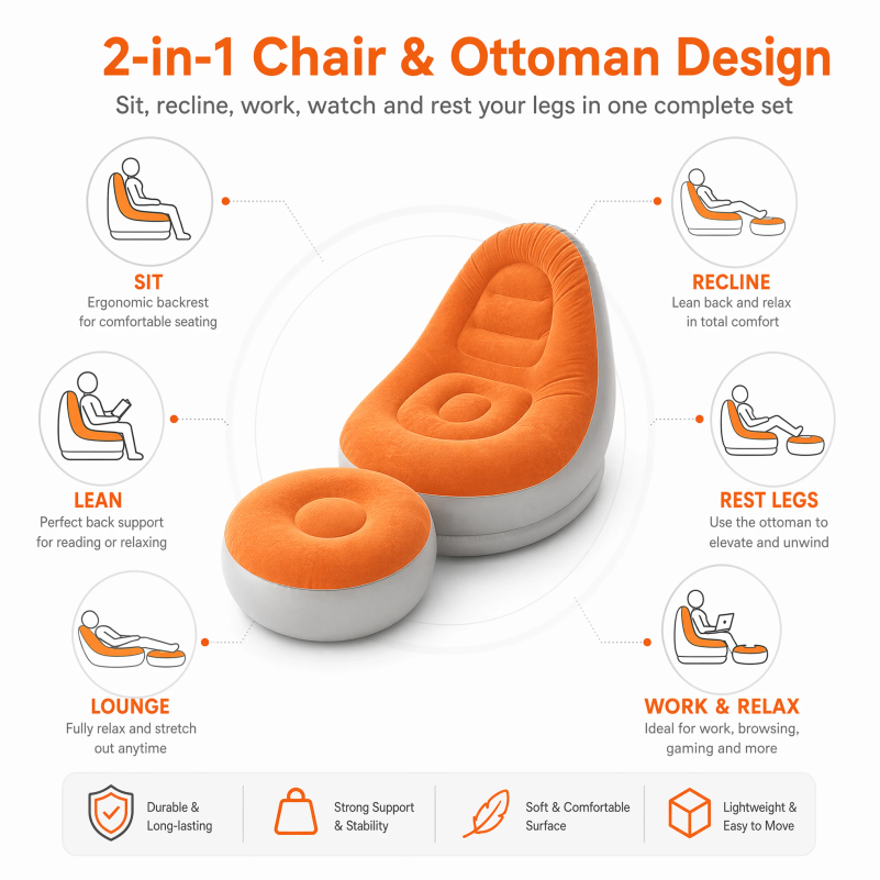 Flok Kaplamalı Şişme Tembel Ko - Outdoor Sport Chairs incelemesi ve fiyatı